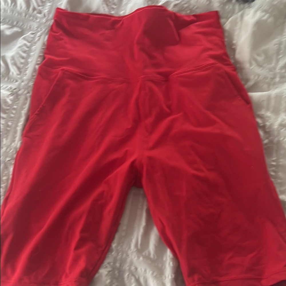 Amazon Red Bike Shorts High-Waisted Stretchy